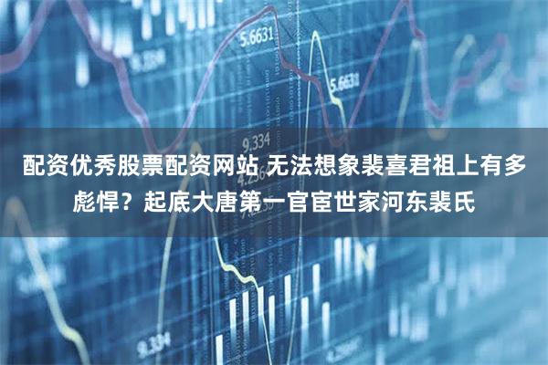 配资优秀股票配资网站 无法想象裴喜君祖上有多彪悍？起底大唐第一官宦世家河东裴氏